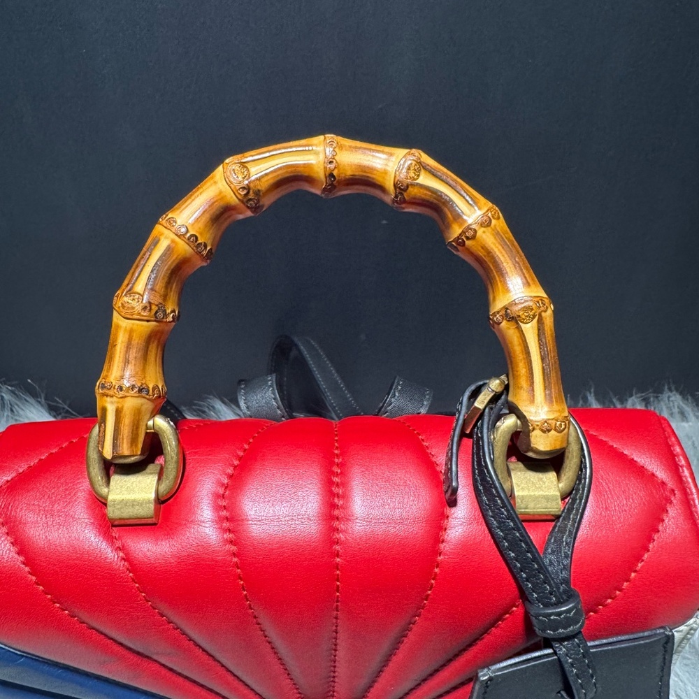 Gucci Queen Margaret Backpack Sac A Dos Multicolor & Bamboo handle~EUC - Picture 5 of 11